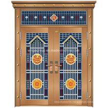 Special Styple Entrance Security Copper Metal Iron Glass Door (W-GB-11)